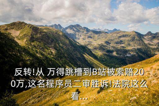 反转!从 万得跳槽到B站被索赔200万,这名程序员二审胜诉!法院这么看...