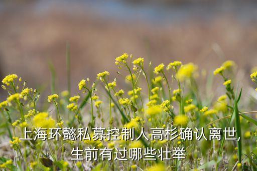  上海环懿私募控制人高杉确认离世,生前有过哪些壮举
