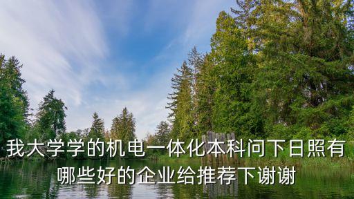 我大学学的机电一体化本科问下日照有哪些好的企业给推荐下谢谢
