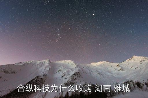 合纵科技为什么收购 湖南 雅城