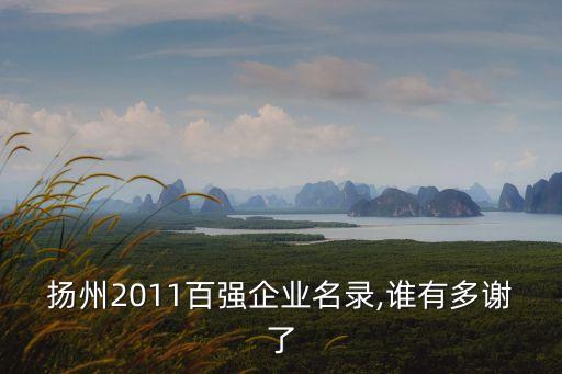 扬州2011百强企业名录,谁有多谢了