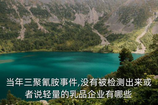 当年三聚氰胺事件,没有被检测出来或者说轻量的乳品企业有哪些