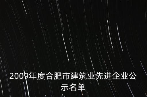 2009年度合肥市建筑业先进企业公示名单