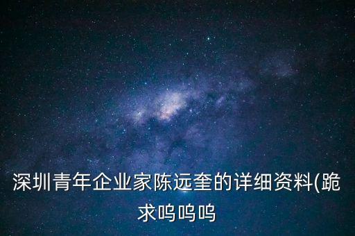 深圳青年企业家陈远奎的详细资料(跪求呜呜呜